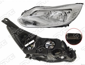 10 649 р. Левая фара (галоген, c корректором) TYC Ford Focus 3 хэтчбэк дорестайлинг (2010-2015)  с доставкой в г. Кемерово. Увеличить фотографию 1