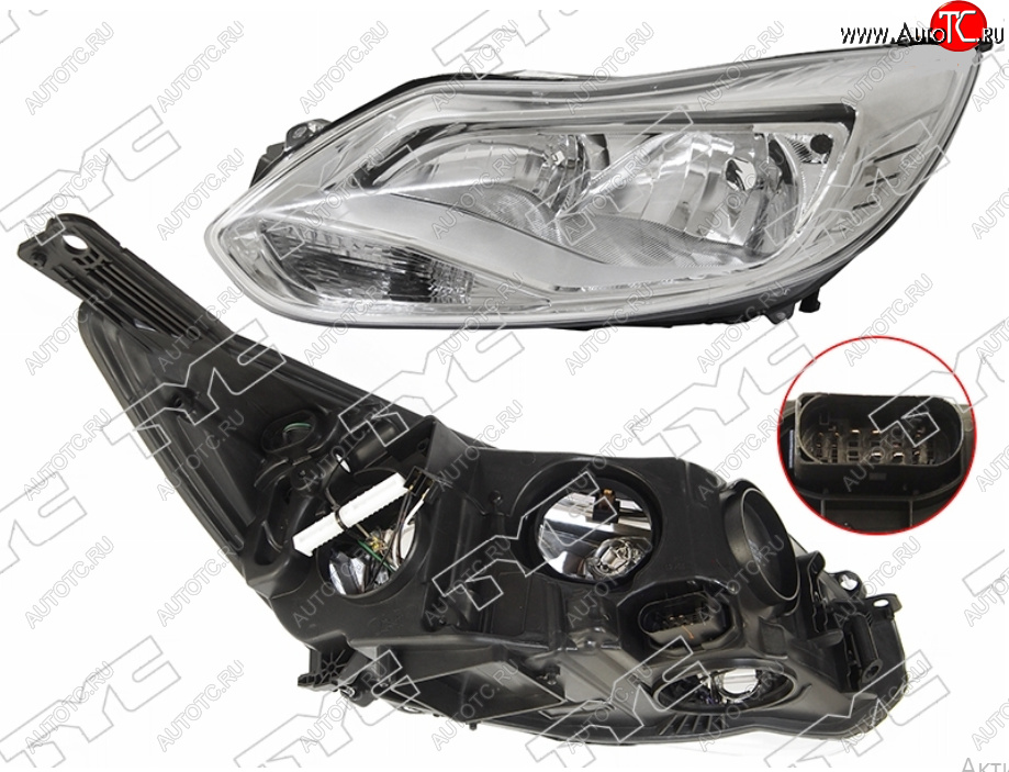 10 649 р. Левая фара (галоген, c корректором) TYC Ford Focus 3 хэтчбэк дорестайлинг (2010-2015)  с доставкой в г. Кемерово