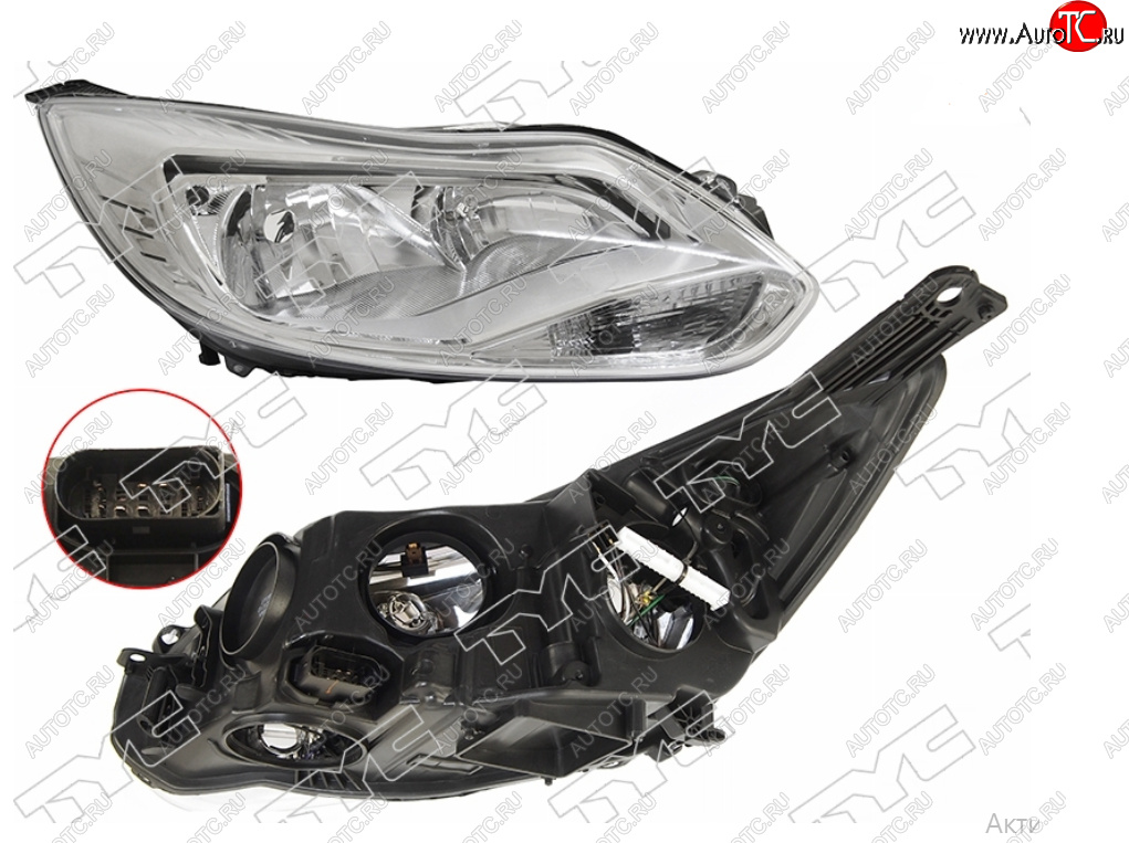 10 649 р. Правая фара (галоген, c корректором) TYC Ford Focus 3 хэтчбэк дорестайлинг (2010-2015)  с доставкой в г. Кемерово