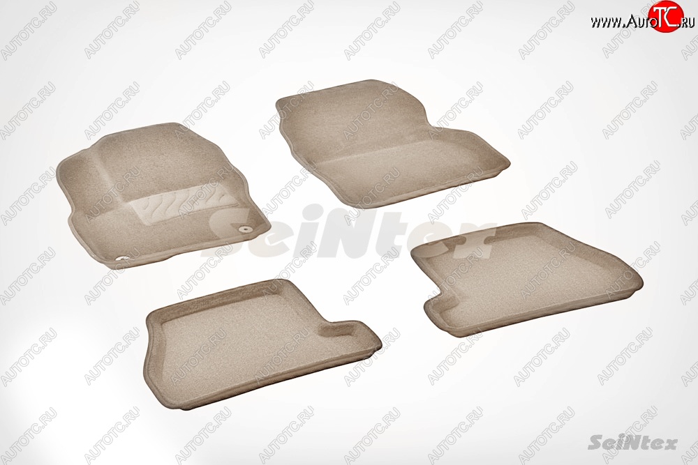 6 709 р. Коврики в салон (АКПП) SeiNtex Premium 3D 4 шт. (ворсовые, бежевые)  Ford Focus  3 (2010-2019) универсал дорестайлинг, хэтчбэк дорестайлинг, седан дорестайлинг, седан рестайлинг, универсал рестайлинг, хэтчбэк рестайлинг  с доставкой в г. Кемерово
