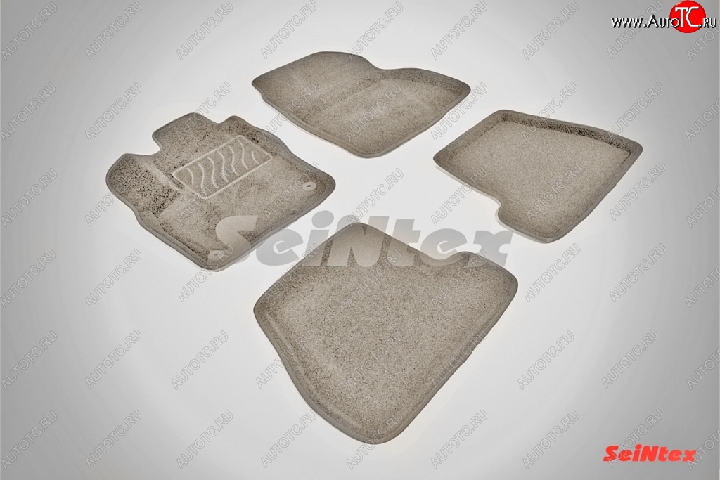 6 709 р. Коврики в салон (МКПП) SeiNtex Premium 3D 4 шт. (ворсовые, бежевые)  Ford Focus  3 (2010-2019) универсал дорестайлинг, хэтчбэк дорестайлинг, седан дорестайлинг, седан рестайлинг, универсал рестайлинг, хэтчбэк рестайлинг  с доставкой в г. Кемерово