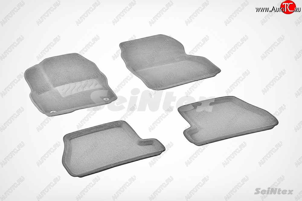 7 399 р. Коврики в салон (АКПП) SeiNtex Premium 3D 4 шт. (ворсовые, серые)  Ford Focus  3 (2010-2019) универсал дорестайлинг, хэтчбэк дорестайлинг, седан дорестайлинг, седан рестайлинг, универсал рестайлинг, хэтчбэк рестайлинг  с доставкой в г. Кемерово