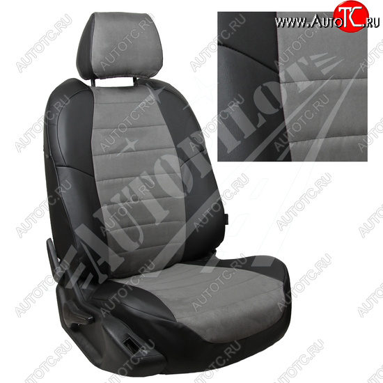 8 249 р. Чехлы сидений AUTOPILOT Алькантара (Sport/Titanium, Задняя спинка и сиденье 40/60)  Ford Focus  3 (2010-2019) универсал дорестайлинг, хэтчбэк дорестайлинг, седан дорестайлинг, седан рестайлинг, универсал рестайлинг, хэтчбэк рестайлинг (Черный + Серый)  с доставкой в г. Кемерово