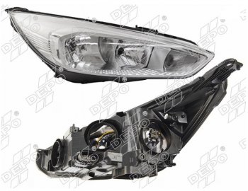 Правая фара (хром, с электрокорректором) DEPO Ford Focus 3 хэтчбэк рестайлинг (2014-2019)