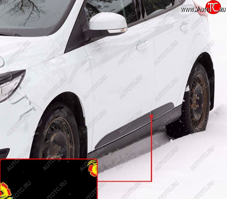 619 р. Молдинг двери задний левый RA Ford Focus 3 хэтчбэк рестайлинг (2014-2019) (Поверхность шагрень)  с доставкой в г. Кемерово