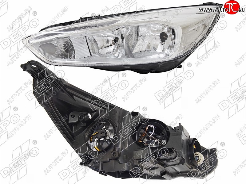 16 999 р. Левая фара DEPO (хром, диодная, с электрокорректором) Ford Focus 3 универсал дорестайлинг (2010-2015)  с доставкой в г. Кемерово