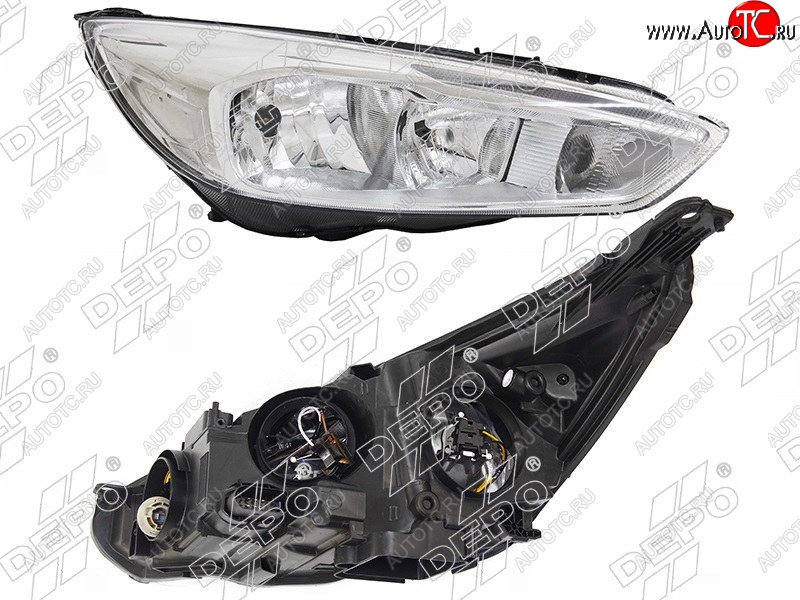16 999 р. Правая фара DEPO (хром, диодная, с электрокорректором) Ford Focus 3 седан рестайлинг (2014-2019)  с доставкой в г. Кемерово