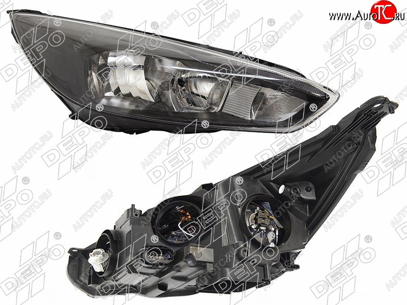 20 699 р. Правая фара DEPO (черная, диодная, с электрокорректором) Ford Focus 3 седан рестайлинг (2014-2019)  с доставкой в г. Кемерово