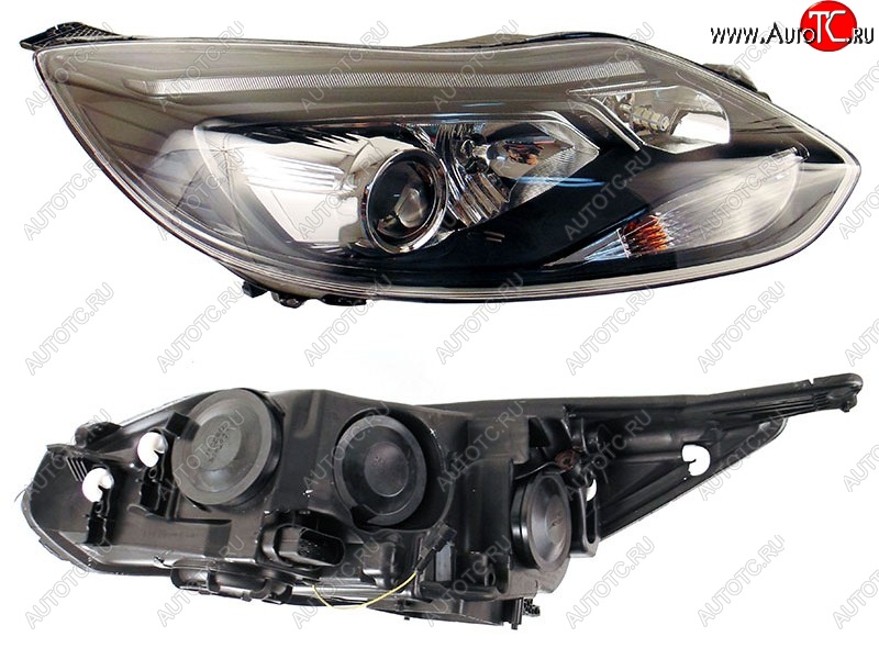 41 649 р. Правая фара SAT (черная, линза, под ксенон) Ford Focus 3 универсал дорестайлинг (2010-2015)  с доставкой в г. Кемерово
