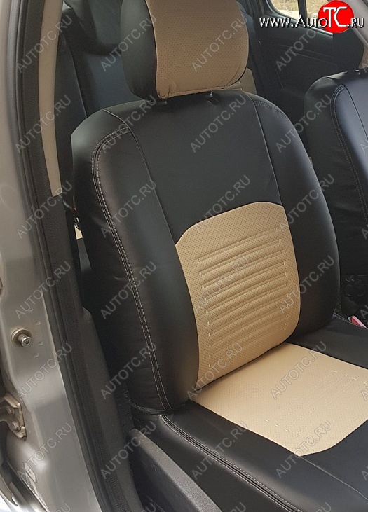9 449 р. Чехлы для сидений (Titanium) Lord Autofashion Турин (экокожа) Ford Focus 3 универсал рестайлинг (2014-2019) (Чёрный, вставка бежевая)  с доставкой в г. Кемерово