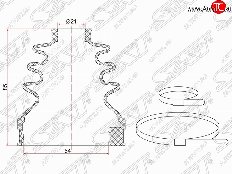 339 р. Пыльник ШРУСа SAT (1.8/2.0, 2 хомута, резина) Ford Focus 3 хэтчбэк дорестайлинг (2010-2015)  с доставкой в г. Кемерово