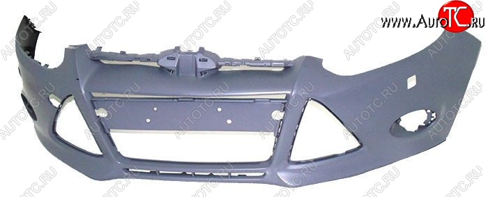 4 549 р. Передний бампер стандартный SAT (под омыватели фар) Ford Focus 3 хэтчбэк дорестайлинг (2010-2015) (Неокрашенный)  с доставкой в г. Кемерово