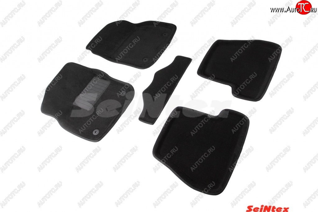 5 449 р. Комплект 3D ковриков в салон (АКПП) Seintex  Ford Focus  3 (2010-2015) хэтчбэк дорестайлинг, седан дорестайлинг (Чёрный)  с доставкой в г. Кемерово