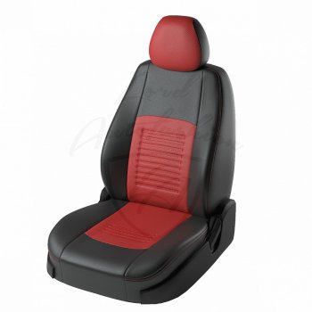 Чехлы для сидений Lord Autofashion Турин (экокожа) Ford Fusion 1 хэтчбэк дорестайлинг (2002-2005) (Черный, вставка красная)