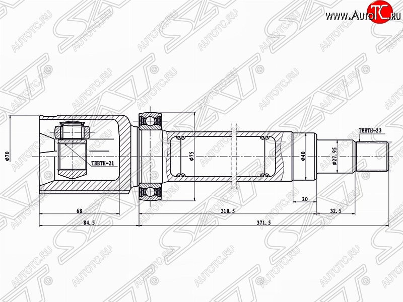 4 999 р. Шрус SAT (внутренний, 21*23*40 мм)  Ford Fusion  1 (2002-2012) хэтчбэк дорестайлинг,  рестайлинг, хэтчбэк  с доставкой в г. Кемерово