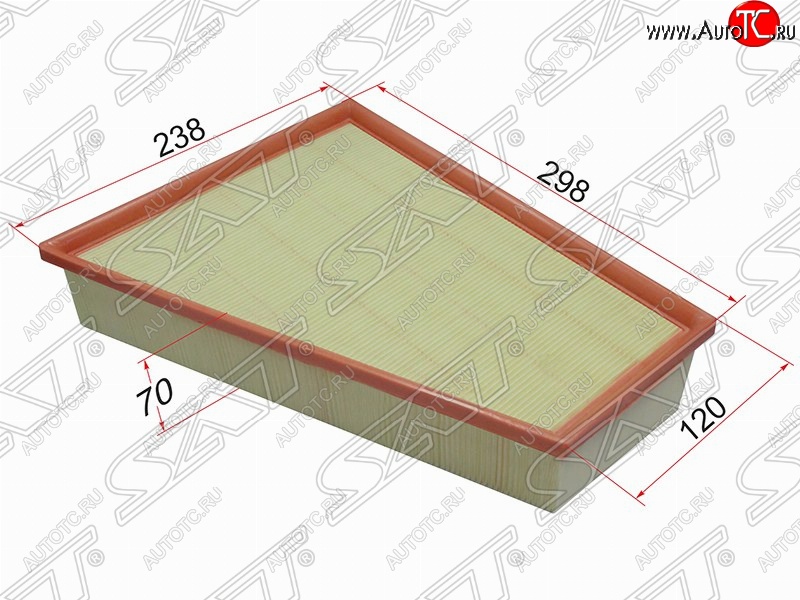 349 р. Фильтр воздушный двигателя SAT (298/120х238х70 mm)  Ford Galaxy  2 (2006-2015), Ford Mondeo (2007-2014), Volvo S80 ( AS60 седан,  AS40,AS70, AS90) (2006-2016), Volvo V70 (2008-2016)  с доставкой в г. Кемерово