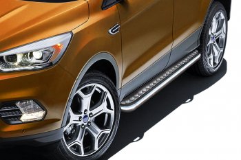 Защита порогов Slitkoff (d57, с листом) Ford Kuga  2 (2016-2019) рестайлинг (Нержавейка)