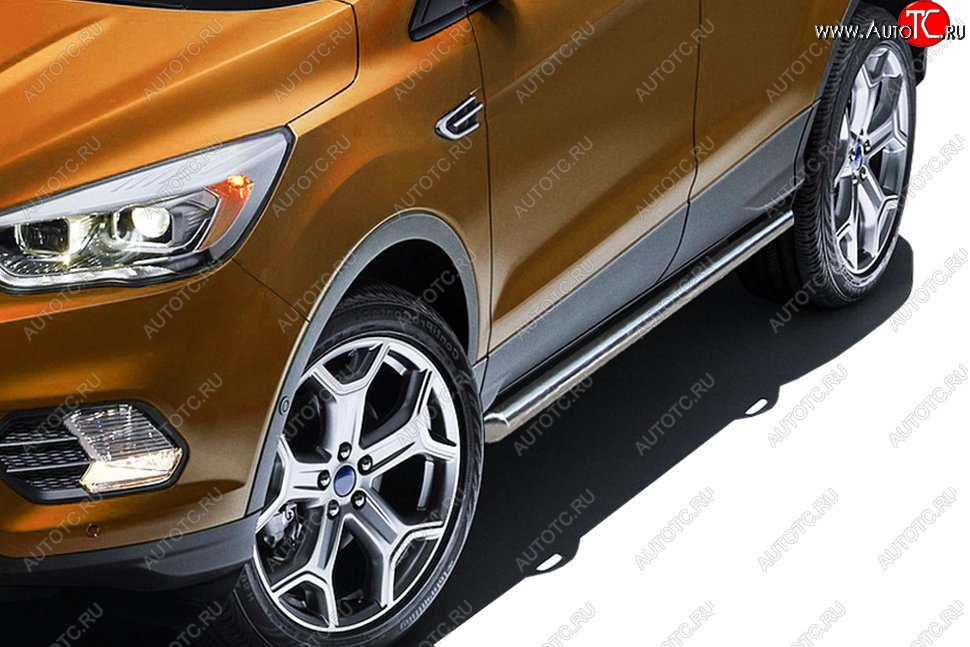 15 849 р. Защита порогов Slitkoff (d57)  Ford Kuga  2 (2016-2019) рестайлинг (Нержавейка, Полированная)  с доставкой в г. Кемерово