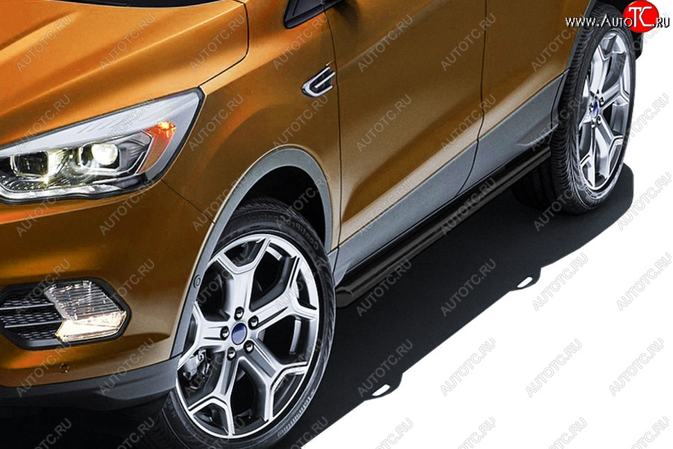 10 999 р. Защита порогов Slitkoff (d57) Ford Kuga 2 рестайлинг (2016-2019) (Сталь с полимерным покрытием. Цвет: чёрный)  с доставкой в г. Кемерово