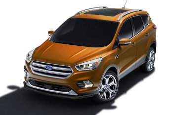 Защита заднего бампера Slitkoff (d57) Ford Kuga  2 (2016-2019) рестайлинг (Сталь с полимерным покрытием. Цвет: чёрный)