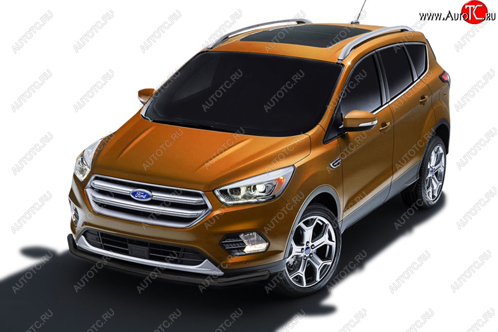 6 899 р. Защита заднего бампера Slitkoff (d57)  Ford Kuga  2 (2016-2019) рестайлинг (Сталь с полимерным покрытием. Цвет: чёрный)  с доставкой в г. Кемерово