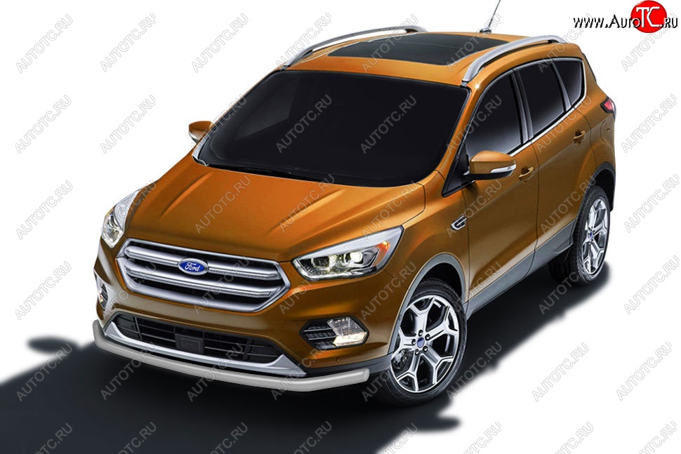 6 899 р. Защита заднего бампера Slitkoff (d57)  Ford Kuga  2 (2016-2019) рестайлинг (Сталь с полимерным покрытием. Цвет: серебристый)  с доставкой в г. Кемерово