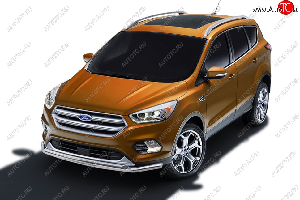 11 749 р. Защита заднего бампера Slitkoff (двойная, d57/42)  Ford Kuga  2 (2016-2019) рестайлинг (Нержавейка, Полированная)  с доставкой в г. Кемерово