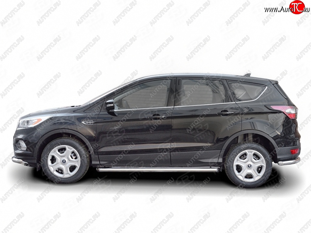 19 999 р. Защита порогов из круглой трубы диаметром 63 мм SLITKOFF Ford Kuga 2 рестайлинг (2016-2019)  с доставкой в г. Кемерово