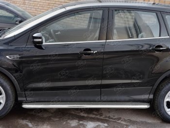 35 549 р. Широкая защита порогов с трубой d42 мм с нержавеющим листом SLITKOFF v3  Ford Kuga  2 (2016-2019) рестайлинг  с доставкой в г. Кемерово. Увеличить фотографию 3