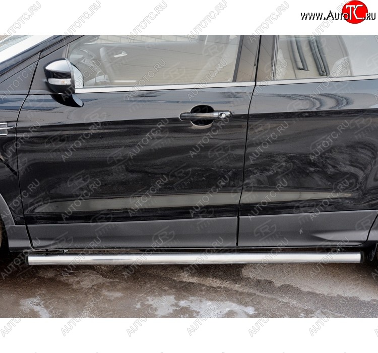 18 799 р. Защита порогов (Ø63 мм) SLITKOFF  Ford Kuga  2 (2016-2019) рестайлинг (с пластиковыми заглушками на торцах)  с доставкой в г. Кемерово