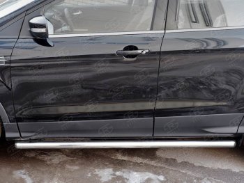 19 999 р. Защита порогов из круглой трубы диаметром 63 мм SLITKOFF v3 Ford Kuga 2 рестайлинг (2016-2019)  с доставкой в г. Кемерово. Увеличить фотографию 3
