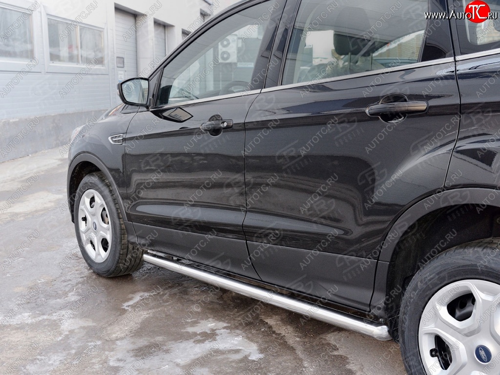 19 999 р. Защита порогов из круглой трубы диаметром 63 мм SLITKOFF v3 Ford Kuga 2 рестайлинг (2016-2019)  с доставкой в г. Кемерово