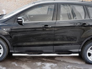 24 549 р. Защита порогов с пластиковыми вставками для ног из круглой трубы d76 мм SLITKOFF v3  Ford Kuga  2 (2016-2019) рестайлинг  с доставкой в г. Кемерово. Увеличить фотографию 2