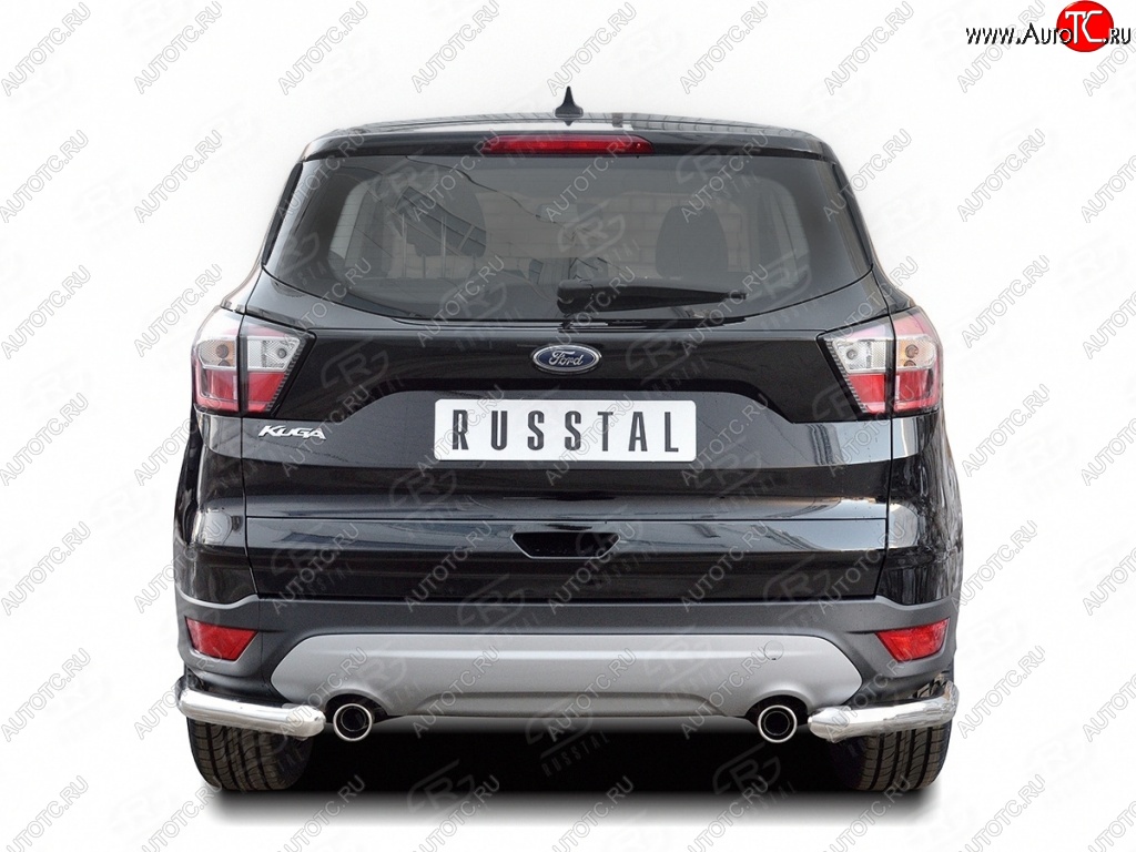 13 999 р. Защита заднего бампера (Ø63 мм уголки, нержавейка) SLITKOFF  Ford Kuga  2 (2016-2019) рестайлинг  с доставкой в г. Кемерово