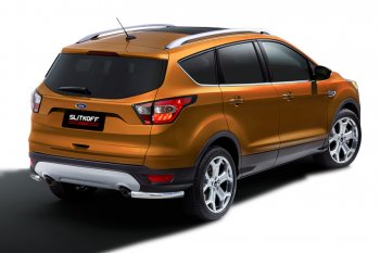 Защита заднего бампера Slitkoff (d57, уголки) Ford Kuga  2 (2016-2019) рестайлинг
