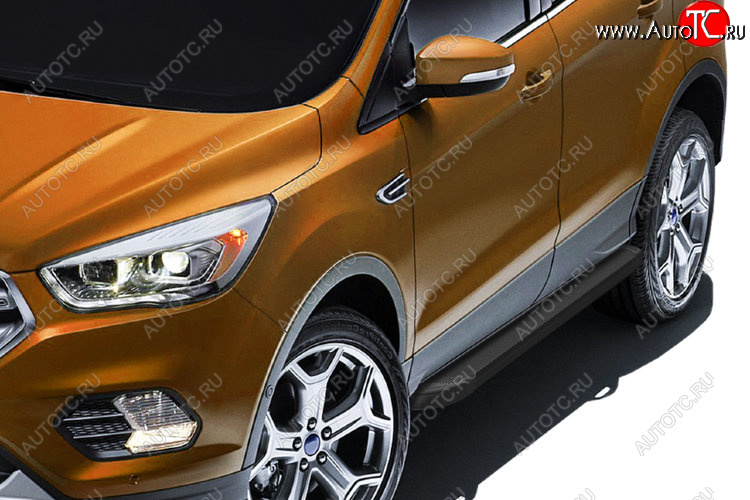 13 349 р. Пороги алюминиевые Slitkoff  Ford Kuga  2 (2016-2019) рестайлинг (Optima Black )  с доставкой в г. Кемерово