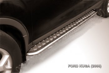 Защита порогов Slitkoff (d42, с листом) Ford Kuga  1 (2008-2013)