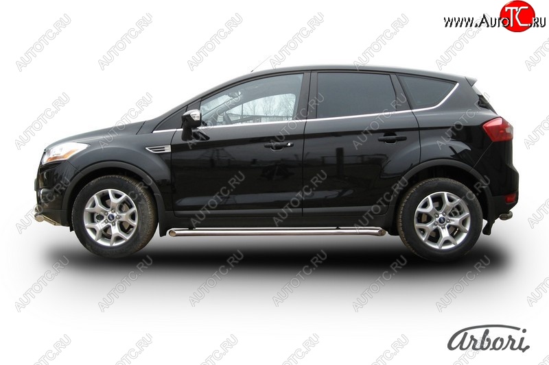 13 319 р. Защита штатных порогов Arbori (с гибами, нержавейка, d57 mm).  Ford Kuga  1 (2008-2013)  с доставкой в г. Кемерово