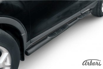 9 989 р. Защита штатных порогов Arbori (с проступью, черная, d76 mm).  Ford Kuga  1 (2008-2013)  с доставкой в г. Кемерово. Увеличить фотографию 1