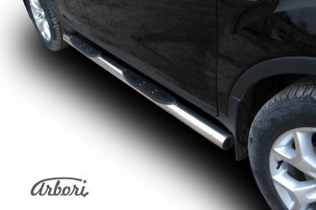 14 579 р. Защита штатных порогов Arbori (с проступью, нержавейка, d76 mm).  Ford Kuga  1 (2008-2013)  с доставкой в г. Кемерово. Увеличить фотографию 2