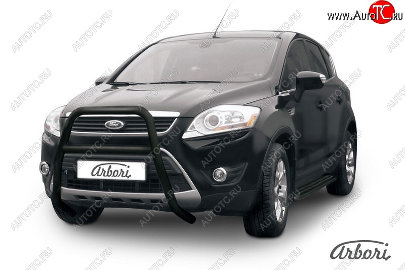 12 788 р. Защита переднего бампера Arbori (высокая с 1 перемычкой, черная, d57 mm) Ford Kuga 1 (2008-2013)  с доставкой в г. Кемерово