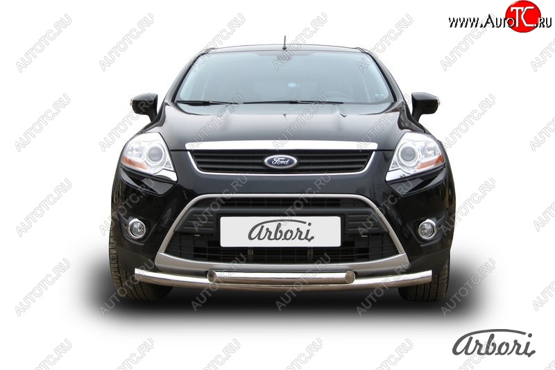 15 119 р. Защита переднего бампера Arbori (нержавейка, 2 трубы d57 и 57 mm) Ford Kuga 1 (2008-2013)  с доставкой в г. Кемерово
