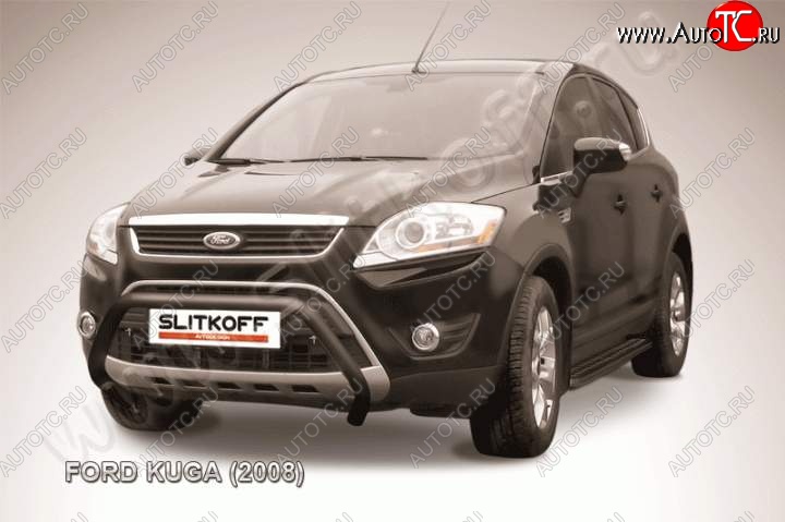 15 849 р. Кенгурятник d57 Slitkoff (низкий) Ford Kuga 1 (2008-2013) (Цвет: серебристый)  с доставкой в г. Кемерово
