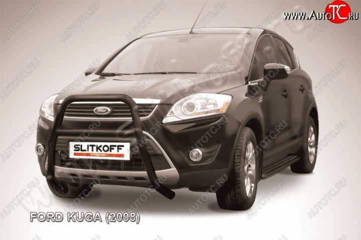 16 899 р. Кенгурятник d57 Slitkoff (высокий, с перемычкой) Ford Kuga 1 (2008-2013) (Цвет: серебристый)  с доставкой в г. Кемерово