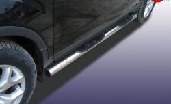 Защита порогов из трубы d76 мм с пластиковыми вставками для ног Slitkoff Ford Kuga 1 (2008-2013)