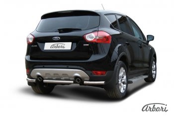6 389 р. Защита заднего бампера Arbori (уголки, нержавейка, 1 труба d57 mm). Ford Kuga 1 (2008-2013)  с доставкой в г. Кемерово. Увеличить фотографию 2