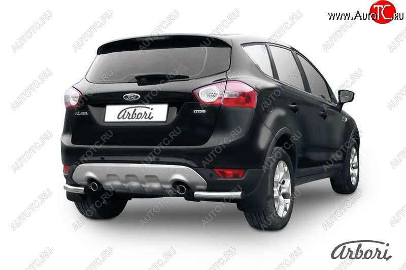 6 389 р. Защита заднего бампера Arbori (уголки, нержавейка, 1 труба d57 mm). Ford Kuga 1 (2008-2013)  с доставкой в г. Кемерово