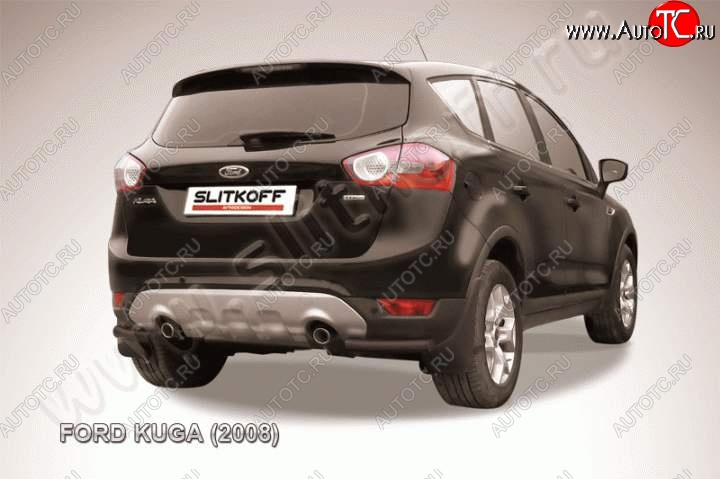 4 549 р. Защита заднего бампера из уголков d57 Slitkoff  Ford Kuga  1 (2008-2013) (Цвет: серебристый)  с доставкой в г. Кемерово