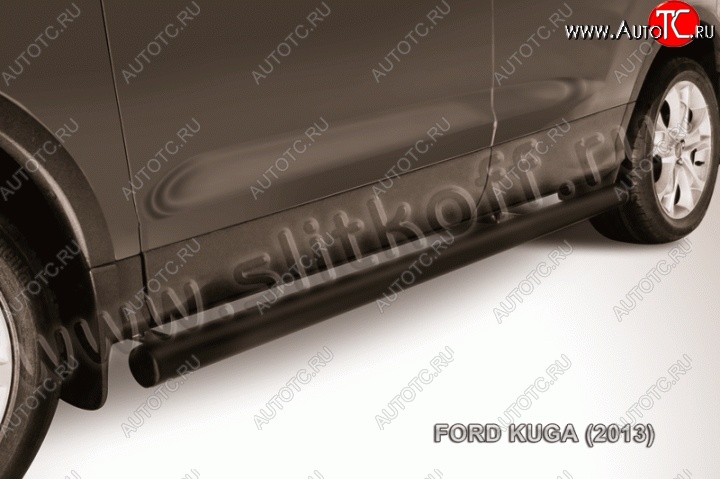 10 599 р. Защита порогов d76 труба Slitkoff  Ford Kuga  2 (2013-2016) дорестайлинг (Цвет: серебристый)  с доставкой в г. Кемерово