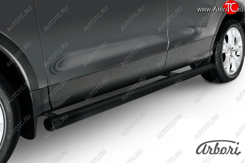 10 349 р. Защита штатных порогов Arbori (черная, d76 mm). Ford Kuga 2 дорестайлинг (2013-2016)  с доставкой в г. Кемерово